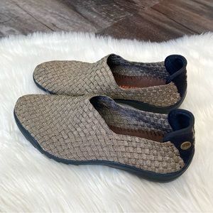 Bernie Mev Woven Slip-On Ballet Flat Shoes Woven Metallic Gold Size 7.5 US